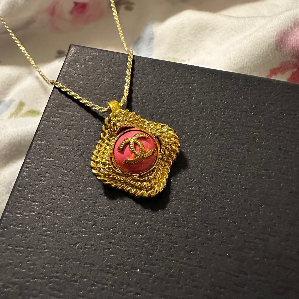 CHANEL Authentic Upcycled Button Necklace